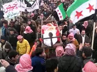 Похороны погибших в результате антиправительственных акций в Сирии