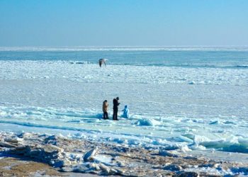 В Мариуполе лед из Азовского моря повредил заборы частных домов