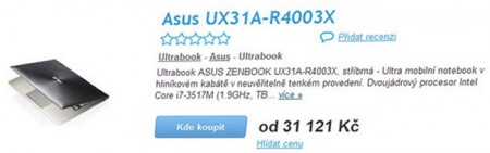 В Європі почалися попередні замовлення на ультрабук Asus Zenbook Prime UX31A