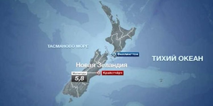 Неподалеку от города Крайстчерч произошло землетрясение
