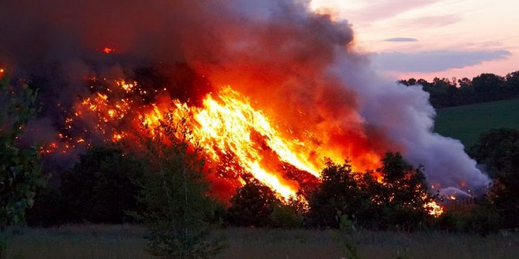 Крупная свалка горит под Днепропетровском