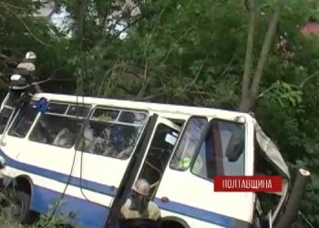 На Полтавщине рейсовый автобус слетел в кювет, 11 пострадавших