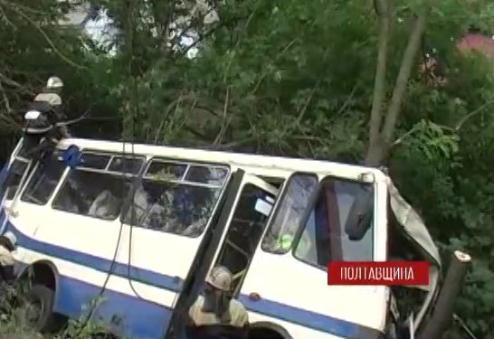 На Полтавщине рейсовый автобус слетел в кювет, 11 пострадавших