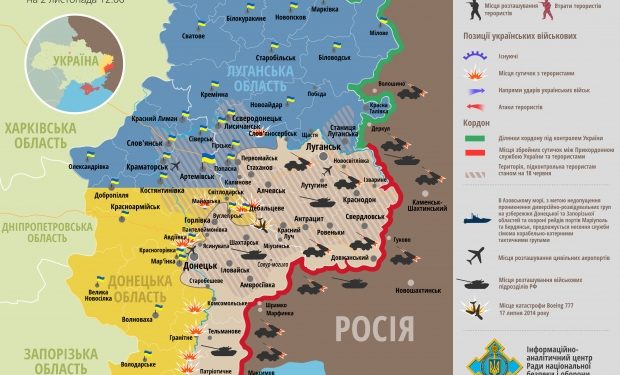 Карта АТО на 2 ноября. РФ стягивает свои войска на восток Украины