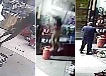 В сети появилось видео с вором, который упал с крыши взломанного магазина