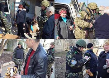 Солдаты АТО привезли хлеб и одежду жителям Красногоровки