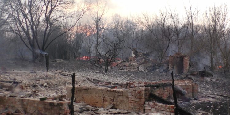 В Черниговской области пожар уничтожил более 20 зданий в селе