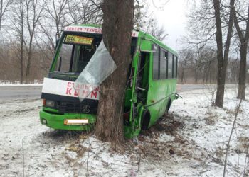 Под Харьковом пассажирский автобус влетел в дерево, есть пострадавшие