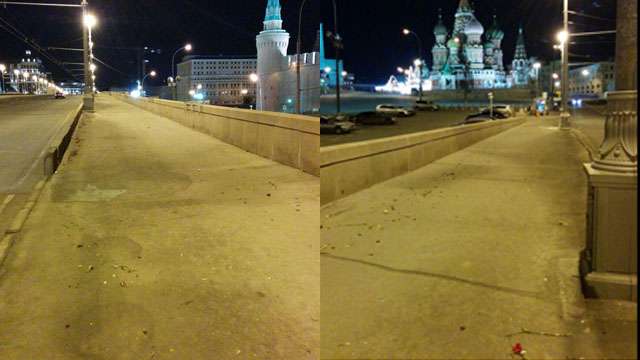 С места убийства Бориса Немцова убрали фото и цветы
