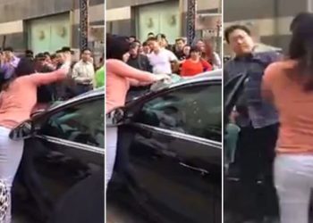 В сети появилось видео с китаянкой, которая разбивает автомобиль мужа из-за измены
