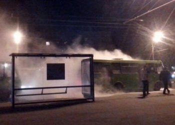 В Харькове загорелась маршрутка