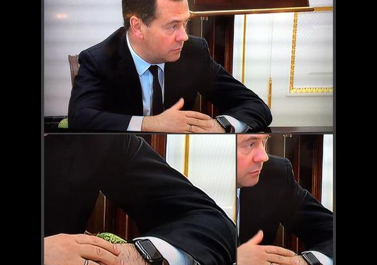 Медведев «засветился» с часами Apple Watch на совещании у российского президента