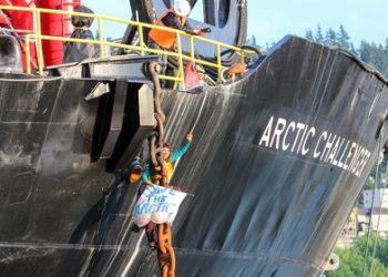 Два студента приковали себя к якорной цепи судна Shell, - пресса