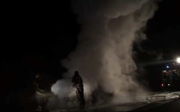 Опубликовано видео пожара на трассе Киев - Чоп