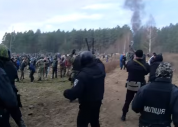 Опубликовано видео столкновения копателей янтаря и правоохранителей в Ровенской области