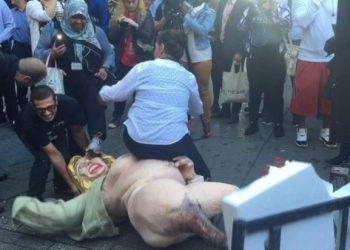 Карикатурная скульптура Хиллари Клинтон в Нью-Йорке вызвала скандал, - видео инцидента